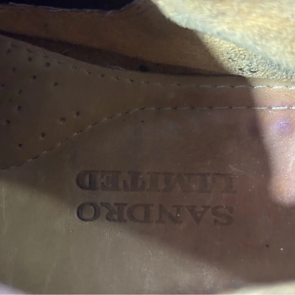 Sandro Dark Brown Leather Chukka Boots with Elastic Side Panels- calfskin